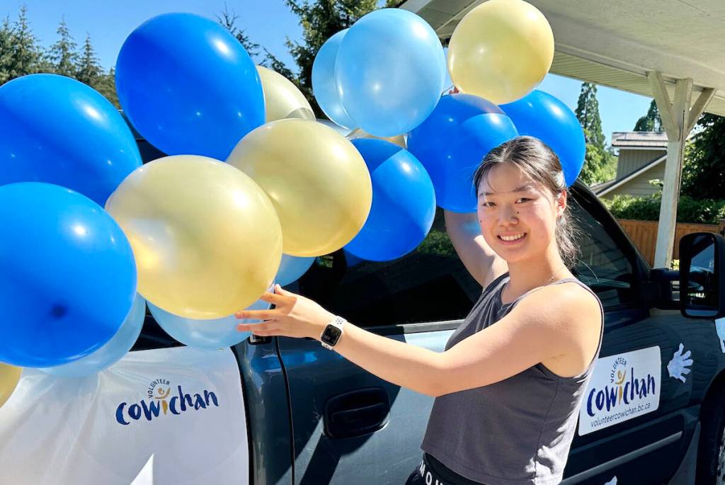Volunteer Cowichan is launching their 10 for 10 campaign this month to support Youth Can Cowichan, a youth development program that empowers young people to thrive through volunteerism, leadership, and skill development. The goal is to raise $100,000. Youth Can participant Hannah Chua poses in the photo. (Courtesy of Volunteer Cowichan)